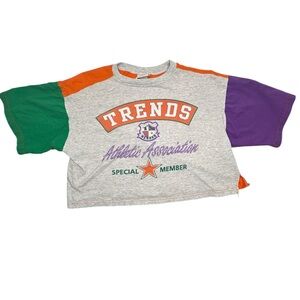 Vintage Trends 80’s unisex‎ Athletic Crop T-Shirt one size made in the USA (E21)